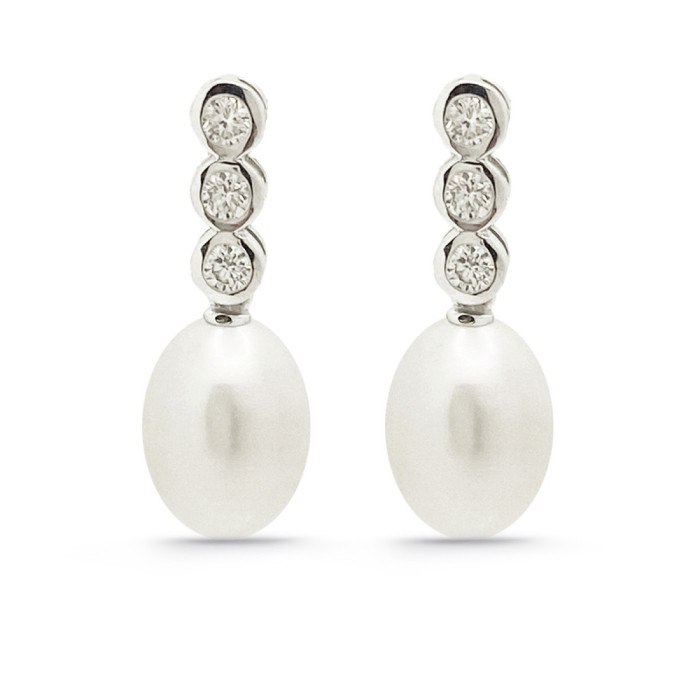 Pearl earrings CLASSIC DIAMOND - Pearl Earrings