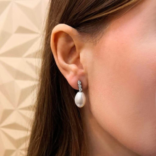 Pearl earrings CLASSIC DIAMOND - Pearl Earrings 2