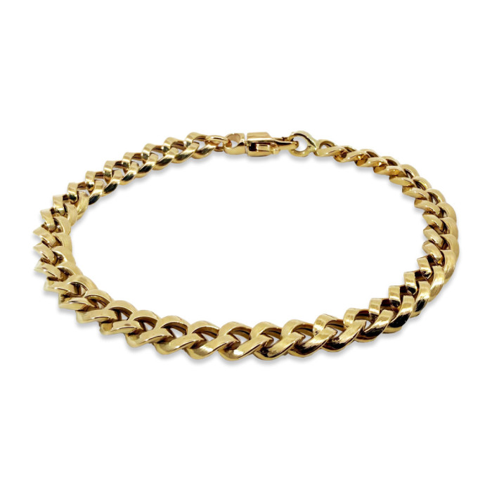 Pulsera Oro 18K Eslabon Semiabierto 6Mm 19cm - Joyas de Hombre