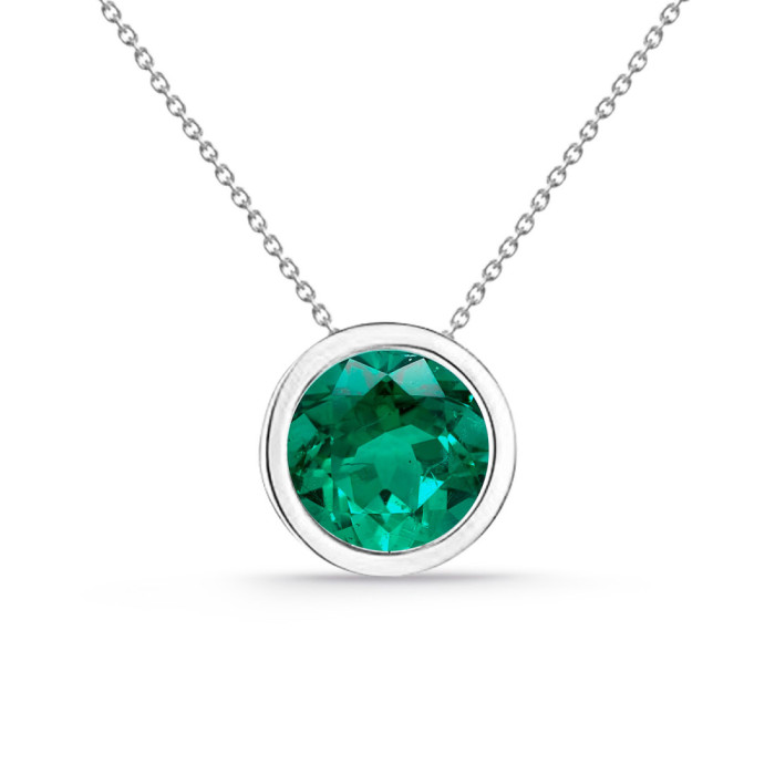 Colgante esmeralda oro blanco Sharon 0,20 ct - Colliers en pierre rouges