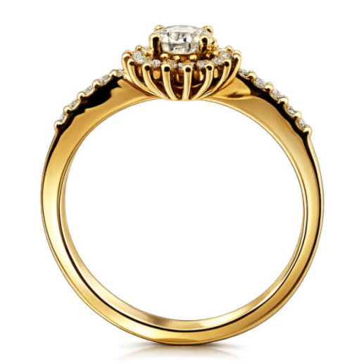 Anillo Solitario Margarita 0.30 brazo diamantes Oro Amarillo - Promise Anneaux Diamonds 2