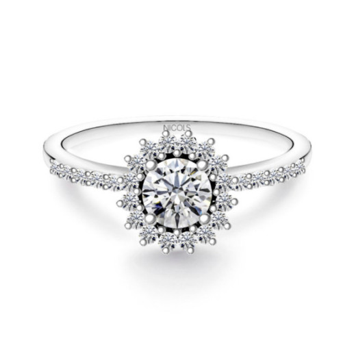 Anillo Solitario Margarita 0.50 brazo diamantes - Brillant