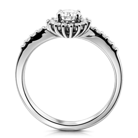 Anillo Solitario Margarita 0.50 brazo diamantes - Talla Brillante