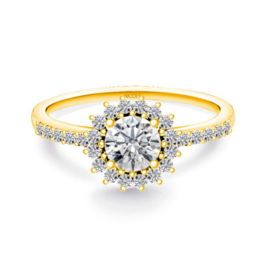 Anillo Solitario Margarita 0.50 brazo diamantes Oro Amarillo - Versprechen Ringe Diamanten