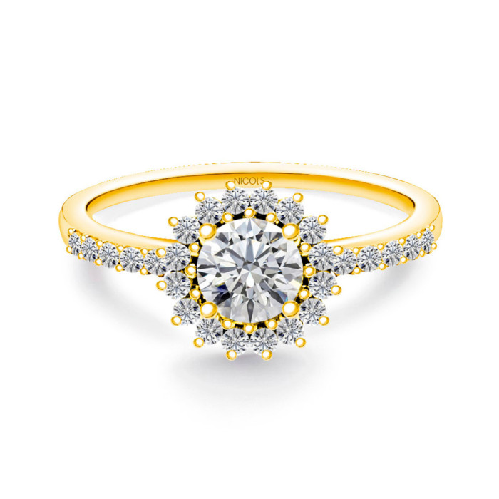 Anillo Solitario Margarita 0.50 brazo diamantes Oro Amarillo - Anillos de Promesa Diamantes