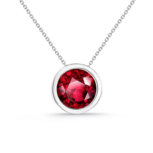 Colgante rubí oro blanco Sharon 0,20 ct - Collares de Piedras Rojas