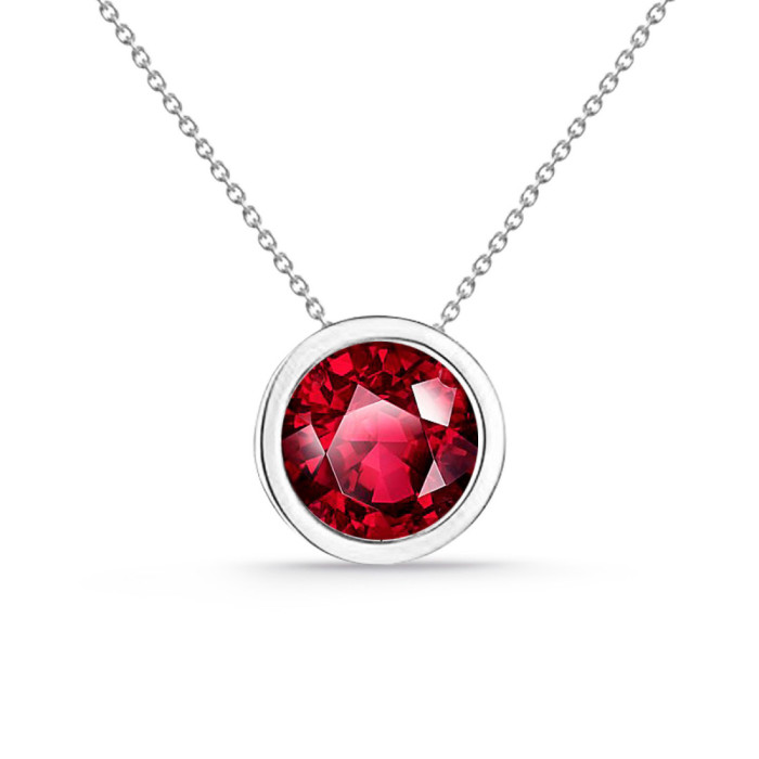 Sharon White Gold Ruby Pendant 0.20 ct - Red Stone Necklaces