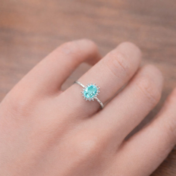Anillo Topacio Sky y Diamantes Oro Blanco Candy - Anéis Outras pedras preciosas