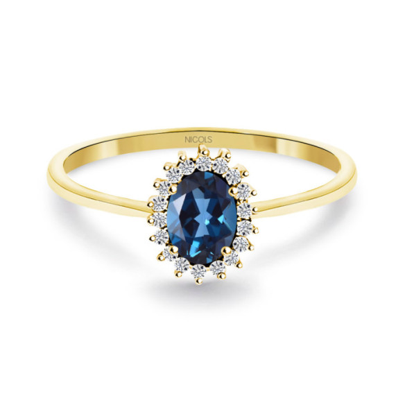 Anillo Topacio London Diamantes Oro Amarillo Candy - Anillos Otras Piedras Preciosas