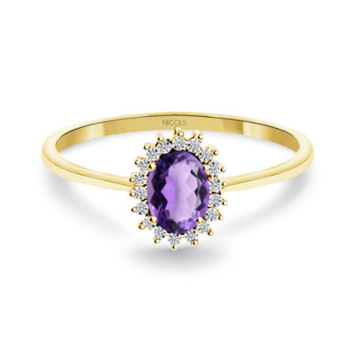 Anillo Amatista y Diamantes Oro Amarillo Candy - Anelli altre pietre preziose