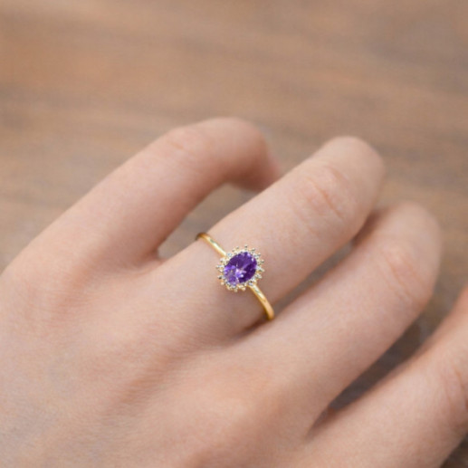 Anillo Amatista y Diamantes Oro Amarillo Candy - Anelli altre pietre preziose 2