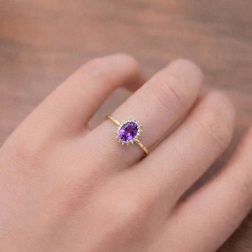 Anillo Amatista Santamaria y Diamantes Oro Amarillo Candy - Anillos Otras Piedras Preciosas 2