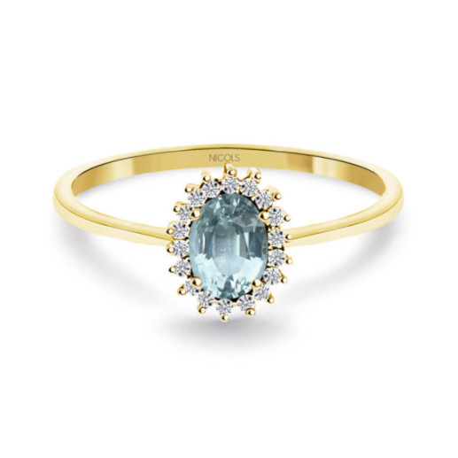 Anillo Aguamarina y Diamantes Oro Amarillo Candy - Bagues Autres pierres précieuses