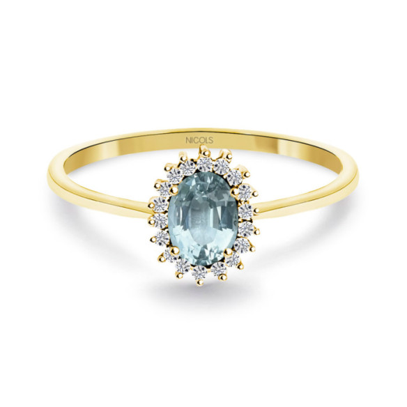Anillo Aguamarina y Diamantes Oro Amarillo Candy - Ringe andere Edelsteine