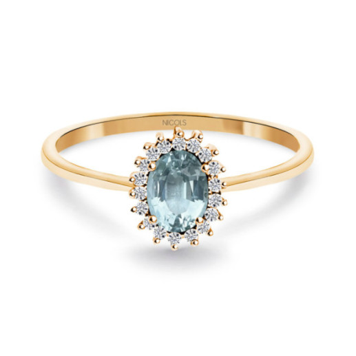 Anillo Aguamarina y Diamantes Oro Rosa Candy - Anelli altre pietre preziose