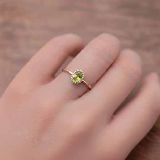 Candy Rose Gold Peridot and Diamond Ring - Rings other precious stones 2