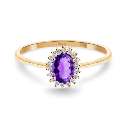Amethyst Santamaria and Diamond Ring in Candy Rose Gold - Rings other precious stones