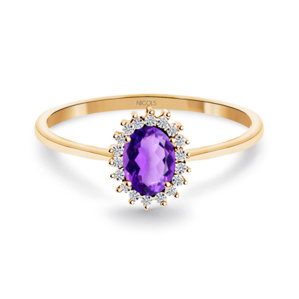 Anillo Amatista Santamaria y Diamantes Oro Rosa Candy - Anillos Otras Piedras Preciosas