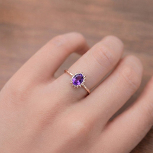Anillo Amatista Santamaria y Diamantes Oro Rosa Candy - Anéis Outras pedras preciosas 2