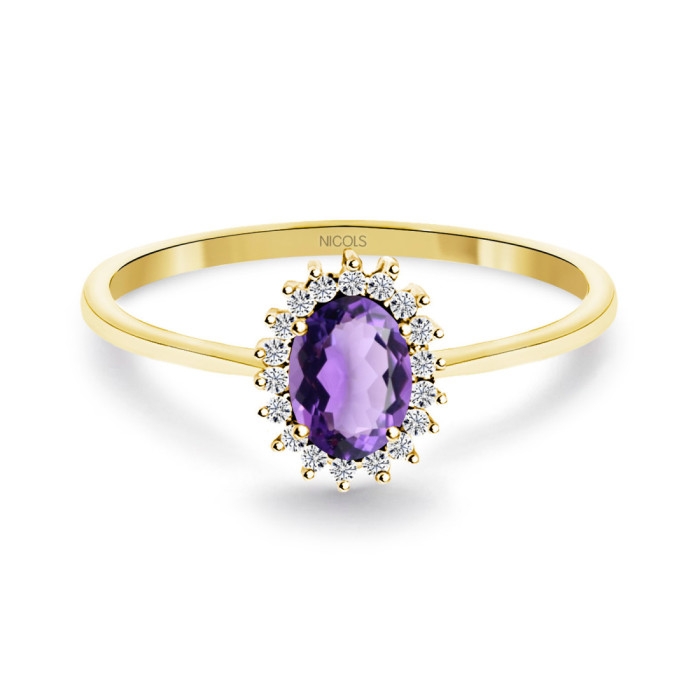 Candy Rose Gold Amethyst and Diamond Ring - Rings other precious stones