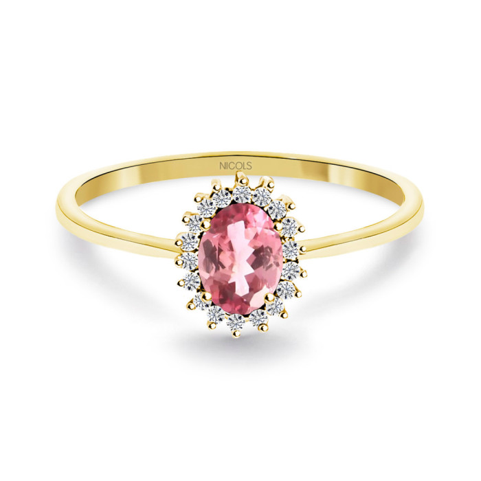 Anillo Turmalina Rosa y Diamantes Oro Amarillo Candy - Bagues Autres pierres précieuses