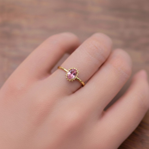 Anillo Turmalina Rosa y Diamantes Oro Amarillo Candy - Ringe andere Edelsteine 2