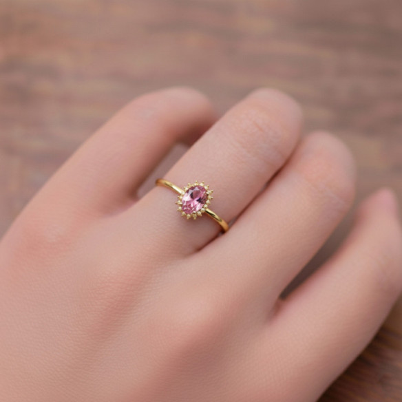 Anillo Turmalina Rosa y Diamantes Oro Amarillo Candy - Bagues Autres pierres précieuses