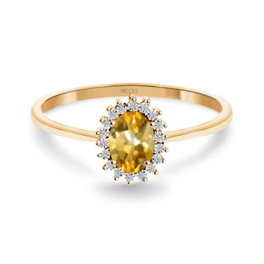 Anillo Citrino y Diamantes Oro Rosa Candy - Anéis Outras pedras preciosas