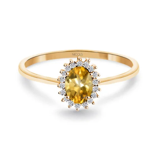 Anillo Citrino y Diamantes Oro Rosa Candy - Anillos Otras Piedras Preciosas