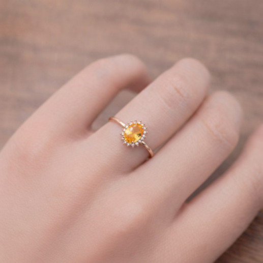 Candy Rose Gold Citrine and Diamond Ring - Rings other precious stones 2