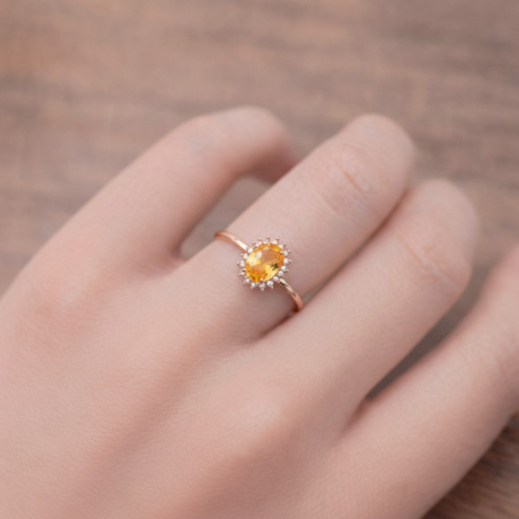 Candy Rose Gold Citrine and Diamond Ring - Rings other precious stones