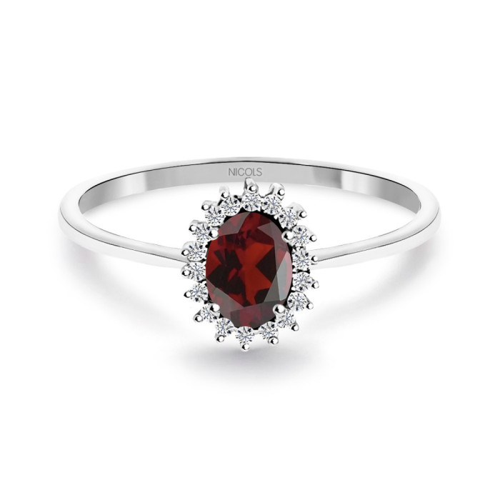 Anillo Granate y Diamantes Oro Blanco Candy - Anillos Otras Piedras Preciosas