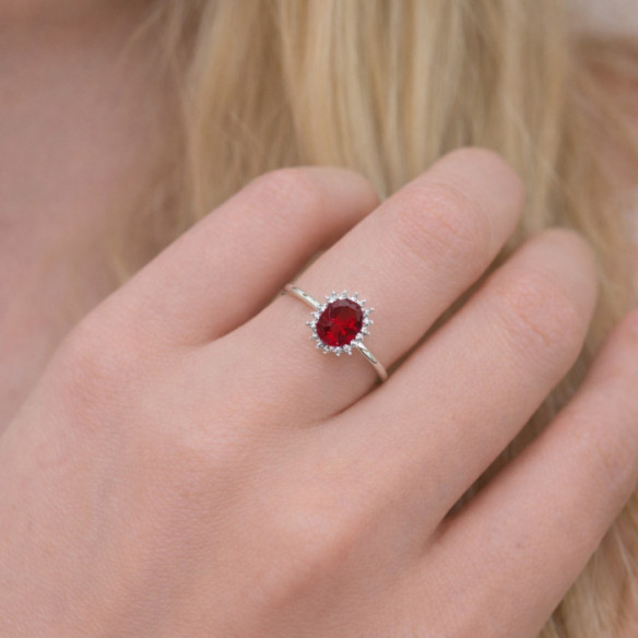 Anillo Granate y Diamantes Oro Blanco Candy - Ringe andere Edelsteine