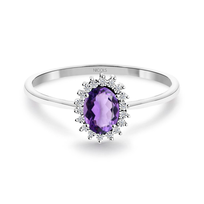 Candy Amethyst and Diamond Ring in White Gold - Rings other precious stones