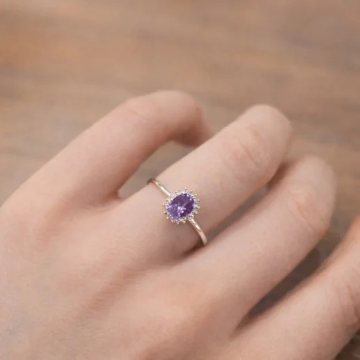 Anillo Amatista y Diamantes Oro Blanco Candy - Anillos Otras Piedras Preciosas 2