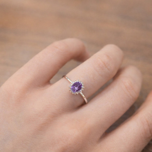 Candy Amethyst and Diamond Ring in White Gold - Rings other precious stones 2