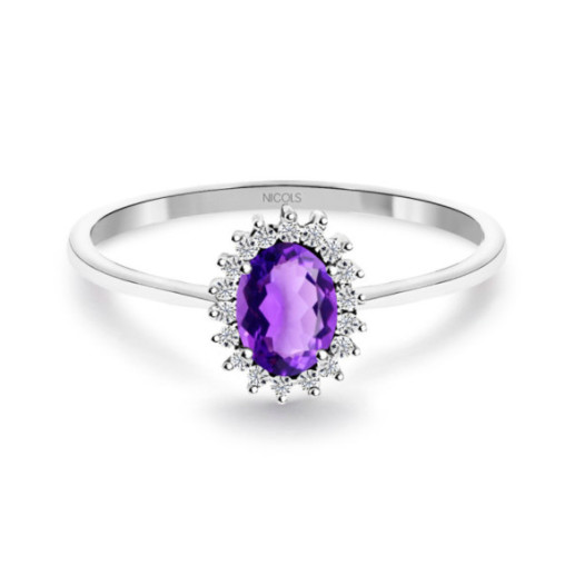 Anillo Amatista Santamaria y Diamantes Oro Blanco Candy - Anillos Otras Piedras Preciosas