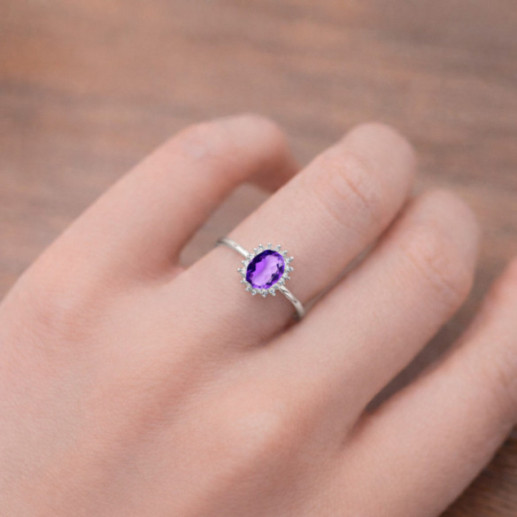 Anillo Amatista Santamaria y Diamantes Oro Blanco Candy - Anillos Otras Piedras Preciosas 2