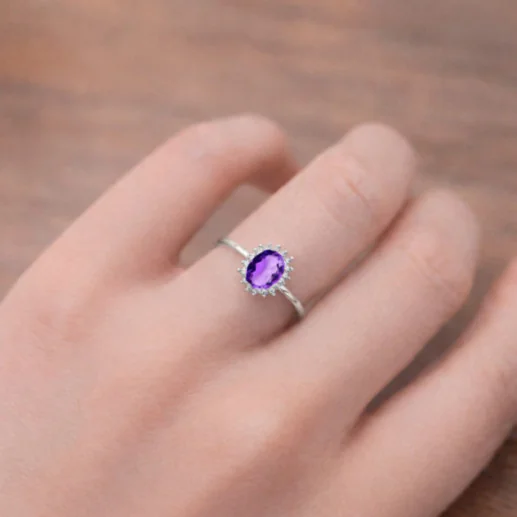 Anillo Amatista Santamaria y Diamantes Oro Blanco Candy - Anillos Otras Piedras Preciosas 2