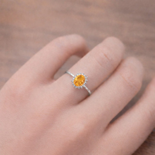 Candy White Gold Citrine and Diamond Ring - Rings other precious stones 2