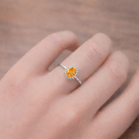 Anillo Citrino y Diamantes Oro Blanco Candy - Anillos Otras Piedras Preciosas