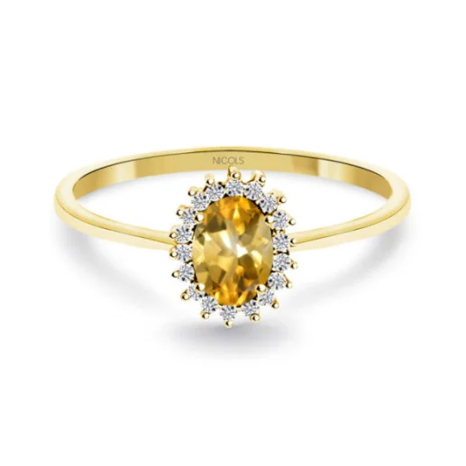 Anillo Citrino y Diamantes Oro Amarillo Candy - Anillos Otras Piedras Preciosas