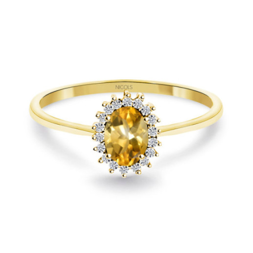 Candy Yellow Gold Citrine and Diamond Ring - Rings other precious stones