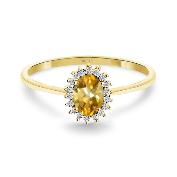 Candy Yellow Gold Citrine and Diamond Ring - Rings other precious stones
