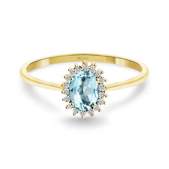 Anillo Topacio Sky y Diamantes Oro Amarillo Candy - Bagues Autres pierres précieuses