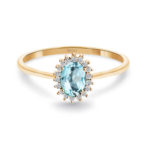 Anillo Topacio Sky y Diamantes Oro Rosa Candy - Anelli altre pietre preziose