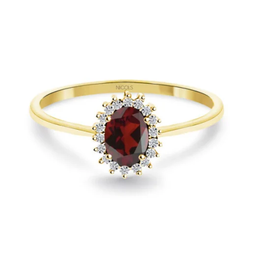 Anillo Granate y Diamantes Oro Amarillo Candy - Anillos Otras Piedras Preciosas