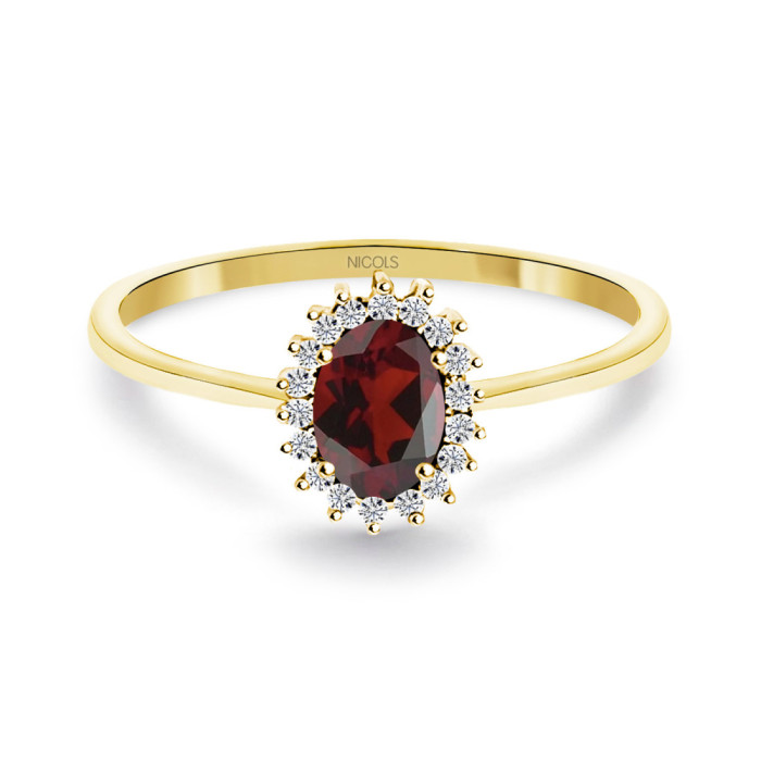 Anillo Granate y Diamantes Oro Amarillo Candy - Anillos Otras Piedras Preciosas