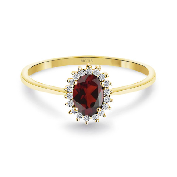 Anillo Granate y Diamantes Oro Amarillo Candy - Anelli altre pietre preziose