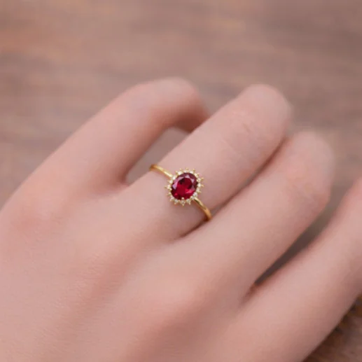 Anillo Granate y Diamantes Oro Amarillo Candy - Anillos Otras Piedras Preciosas 2